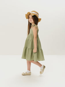 Light Olive Maxi Dress with Ties | Parea Kids Clothing Light Olive Maxi Dress with Ties | Parea Kids Clothing